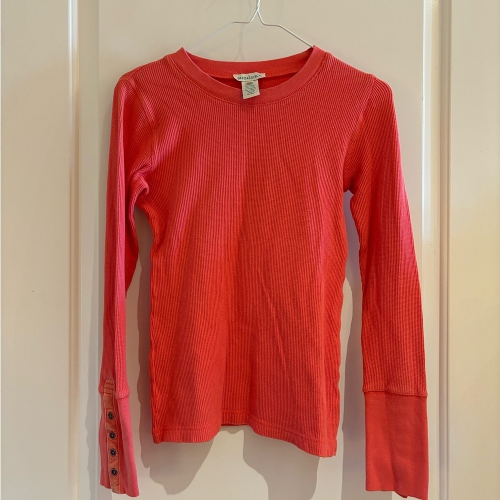 Sundance ribbed long sleeve Tee with Button detail at sleeves XS
